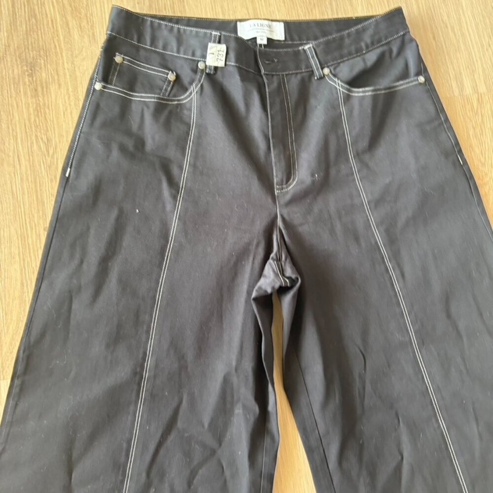 La Ligne Caro Pant Black wide leg cotton Size 10 - Picture 5 of 9